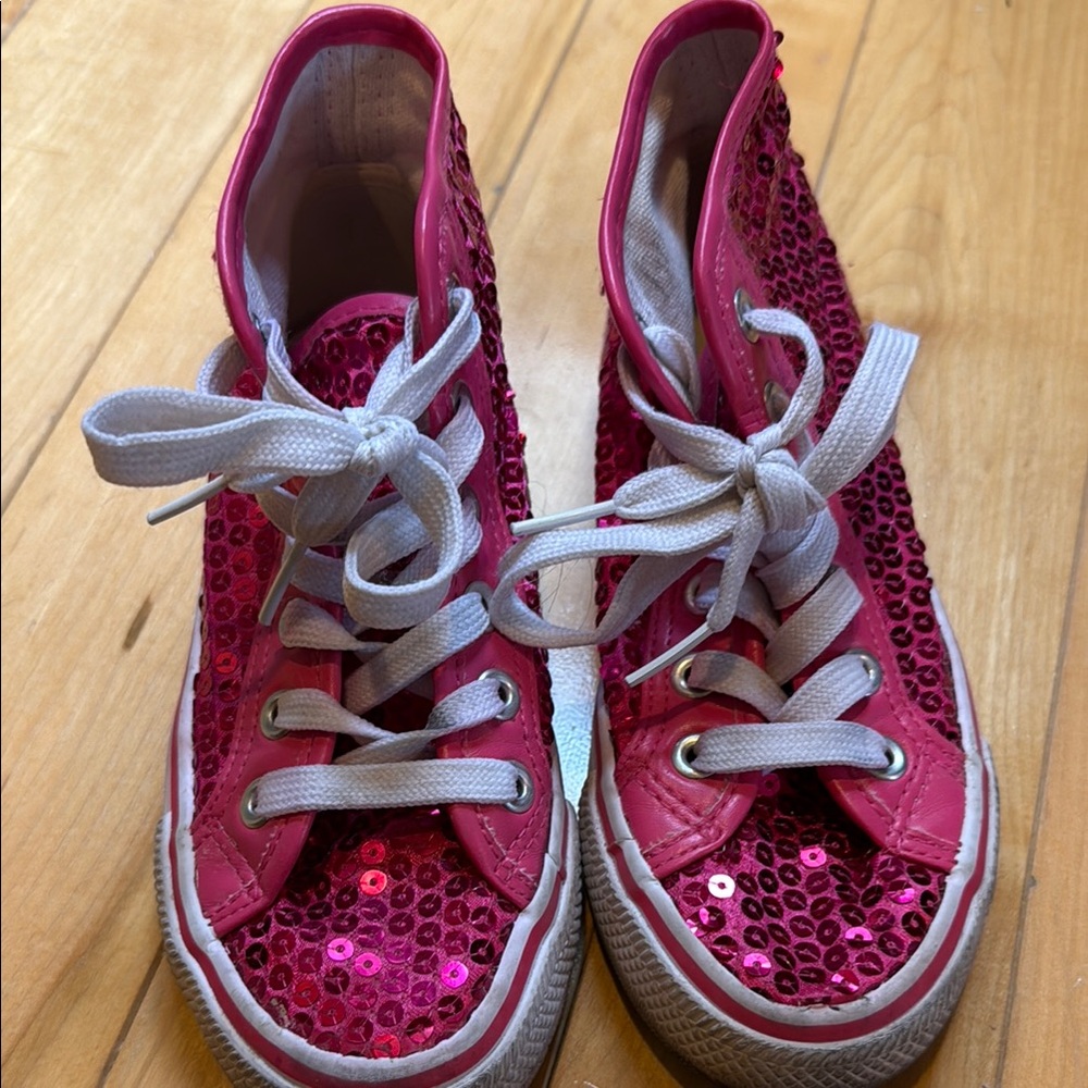 Balera Fuchsia Sequin Kids High-Top Sneakers